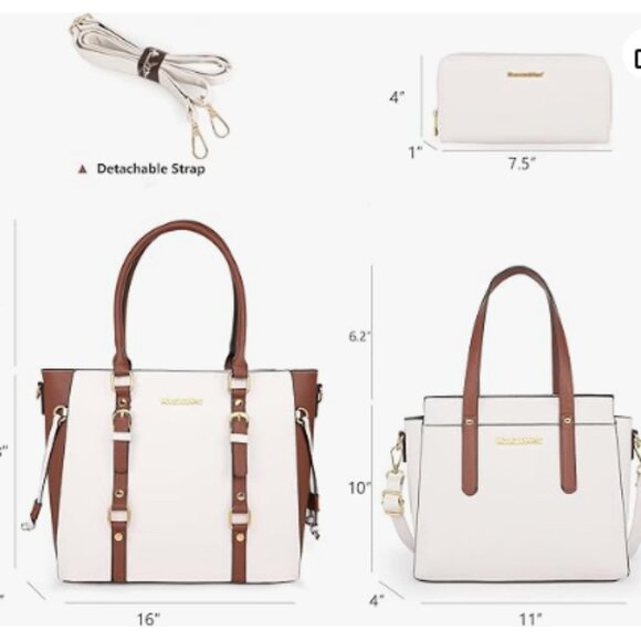 3PCS Purses for Women Tote Bag and Wallet Set Shoulder Satchel Handbag - Picture 2 of 3